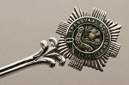 Transvaal Scottish Regiment - Set of 6 Silver and Enamel Teaspoons